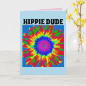 HIPPIE DUDE VERJAARDAG KAART (Gele Bloem)