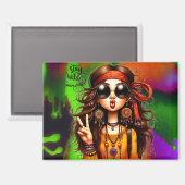 Hippie eigenzinnige meisje maan kind magneet (Voorkant / Achterkant)
