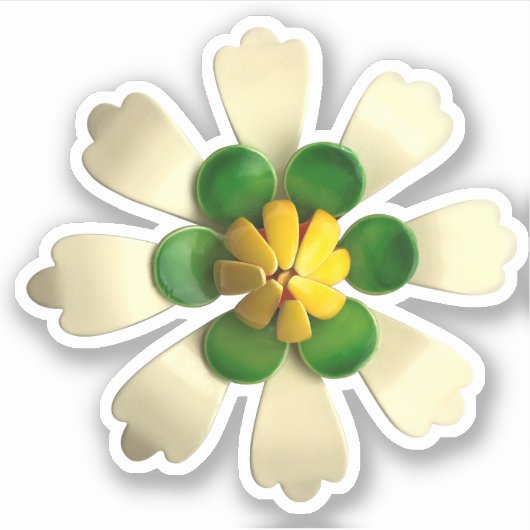 Hippie Exotic White Daisy Flower Wedding Sticker (Voorkant)