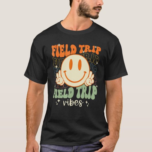 Hippie Face Field Trip Vibes Retro Groovy Field Da T-shirt (Voorkant)