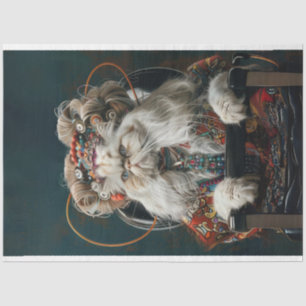 Hippie Fancy kat in Salon Decoupage Tissuepapier