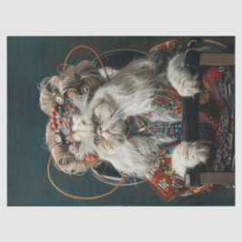 Hippie Fancy kat in Salon Decoupage Tissuepapier