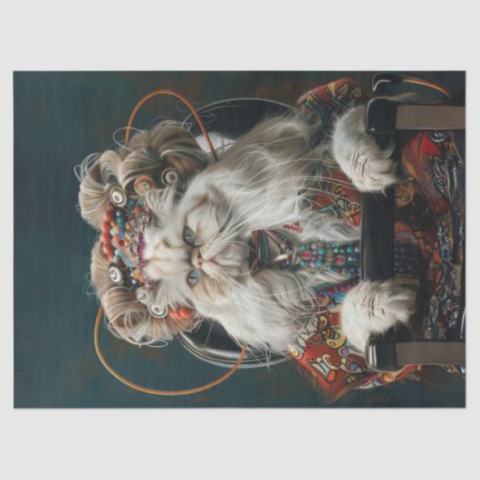 Hippie Fancy kat in Salon Decoupage Tissuepapier (Voorkant)