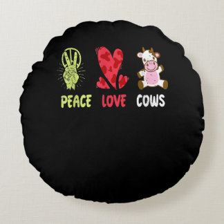Hippie Farmer Koe Idea|Funny Koe Lover Gift Rond Kussen