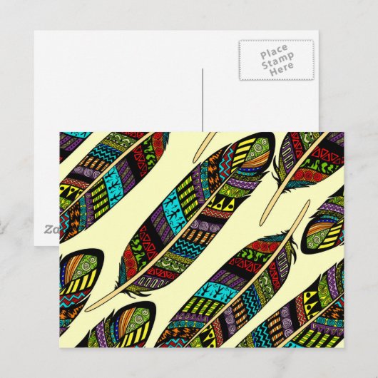 Hippie Feathers Briefkaart (Voorkant / Achterkant)