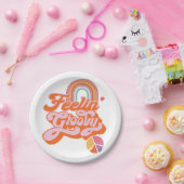 Hippie Feelin' Groovy Rainbow Peace Sign Papieren Bordje (Feest)