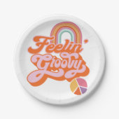 Hippie Feelin' Groovy Rainbow Peace Sign Papieren Bordje (Voorkant)