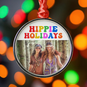 Hippie Feestdagen  70s Familie Kerstmis Metalen Ornament