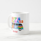 Hippie Feestdagen Cute Retro 70s Aangepaste kerst Koffiemok (Voorkant links)