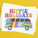 Hippie Feestdagen Cute Retro 70s Colorful Custom Feestdagenkaart<br><div class="desc">Hippie Feestdagen in schattige,  retro 70s doopvont en leuke kleuren over een  bus met bloemen en vredesborden. Deze ,  kleurrijke kerstkaart is een geweldige terugval naar de jaren zeventig.</div>