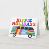 Hippie Feestdagen Cute Retro 70s Custom Holiday Ka Kaart (Voorkant)