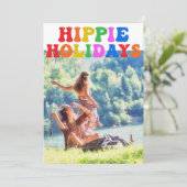 Hippie Feestdagen Cute Retro 70s serie Fotokaart (Staand voorkant)