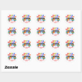 Hippie Feestdagen Cute Retro 70s Van Aangepaste Gi Ronde Sticker (Vel)