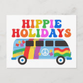 Hippie Feestdagen Cute Retro 70s Van Holiday Briefkaart (Voorkant)