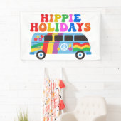 Hippie Feestdagen Cute Retro 70s Van Holiday Spandoek (Insitu)