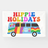 Hippie Feestdagen Cute Retro 70s Van Holiday Spandoek (Horizontaal)