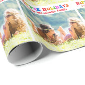 Hippie Feestdagen  Familie Foto retro 70s Cadeaupapier (Rol Hoek)