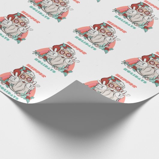 Hippie Feestdagen Kerstkerst-roovy Santa Claus Cadeaupapier (Hoek)