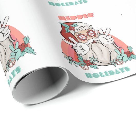 Hippie Feestdagen Kerstkerst-roovy Santa Claus Cadeaupapier (Rol Hoek)
