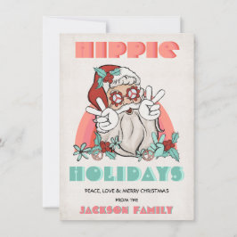 Hippie Feestdagen kerstrecro Santa Holiday Card Feestdagenkaart