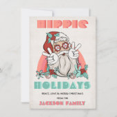 Hippie Feestdagen kerstrecro Santa Holiday Card Kaart (Voorkant)