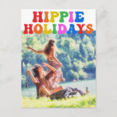Hippie Feestdagen Retro 70s  kerstfoto Briefkaart (Voorkant)