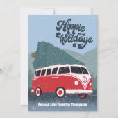 Hippie Feestdagen Retro Bus Holiday Card Feestdagenkaart (Voorkant)