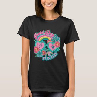 Hippie Field Day Fun Day voor docenten AMP; Kinder T-shirt