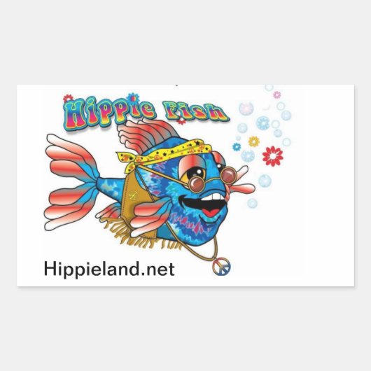 Hippie Fish Rechthoekige Sticker (Voorkant)