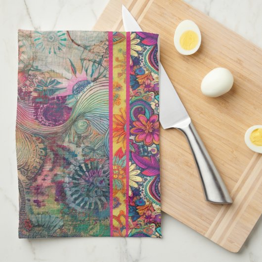 Hippie Floral Fantasy Keuken Handdoek (Quarter Fold)