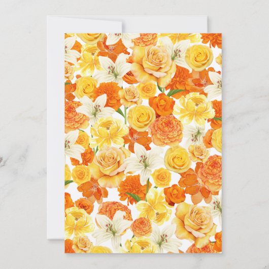 Hippie Floral Retro Groovy 70s Oranje Baby shower Kaart (Achterkant)