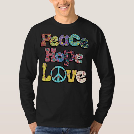 Hippie Flower Peace Love Happy Soul 4 T-shirt (Voorkant)