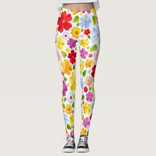 Hippie Flower Power 60s geventileerd | LEGGINGS (Voorkant)