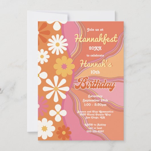 Hippie Flower Power 70s 60s Birthday Party Kaart (Voorkant)