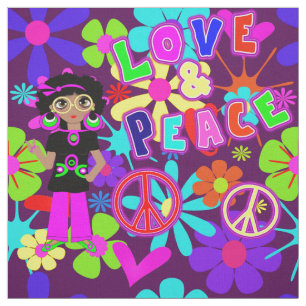 Hippie Flower Power Groovy van 60's Stof