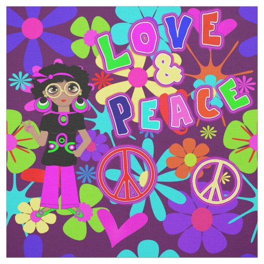 Hippie Flower Power Groovy van 60's Stof (Swatch)