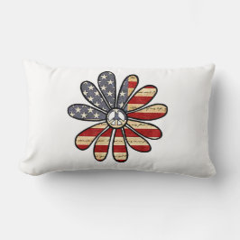 Hippie Flower Power Peace Sign Amerikaanse vlag Kussen
