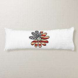 Hippie Flower Power Peace Sign Amerikaanse vlag Lichaamskussen