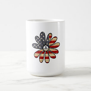 Hippie Flower Power Peace Sign Amerikaanse vlag Magische Mok