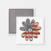 Hippie Flower Power Peace Sign Amerikaanse vlag Magneet (Voorkant / Achterkant)