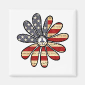 Hippie Flower Power Peace Sign Amerikaanse vlag Magneet (Voorkant)