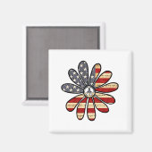 Hippie Flower Power Peace Sign Amerikaanse vlag Magneet (Voorkant / Achterkant)