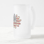 Hippie Flower Power Peace Sign Amerikaanse vlag Matglas Bierpul (Voorkant rechts)