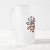 Hippie Flower Power Peace Sign Amerikaanse vlag Matglas Bierpul (Voorkant links)