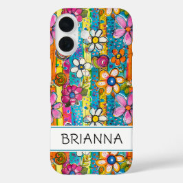 Hippie Flower Power Personalized iPhone 16 Hoesje