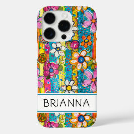Hippie Flower Power Personalized iPhone 16 Pro Hoesje