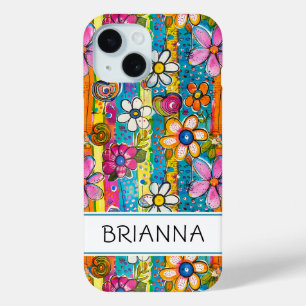 Hippie Flower Power Persoonlijk iPhone 15 Case