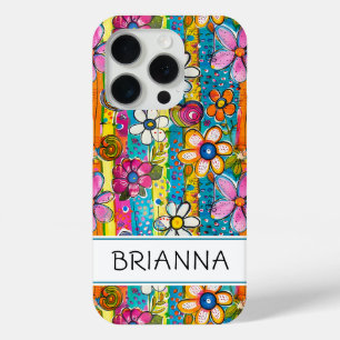 Hippie Flower Power Persoonlijk iPhone 15 Pro Case