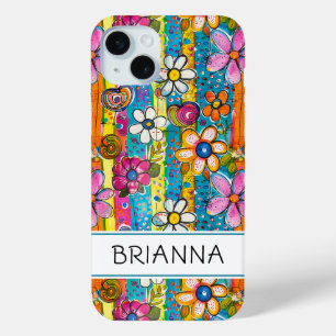 Hippie Flower Power Persoonlijk iPhone 15 Mini Hoesje