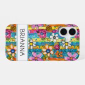 Hippie Flower Power Persoonlijk iPhone 16 Hoesje (Achterkant horizontaal)